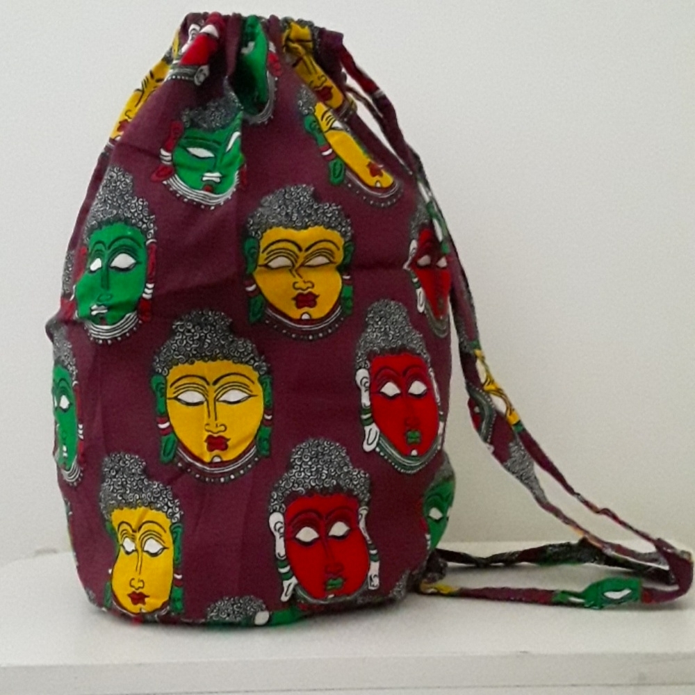 COLORFUL BUDDHA FACES COTTON BACKPACK